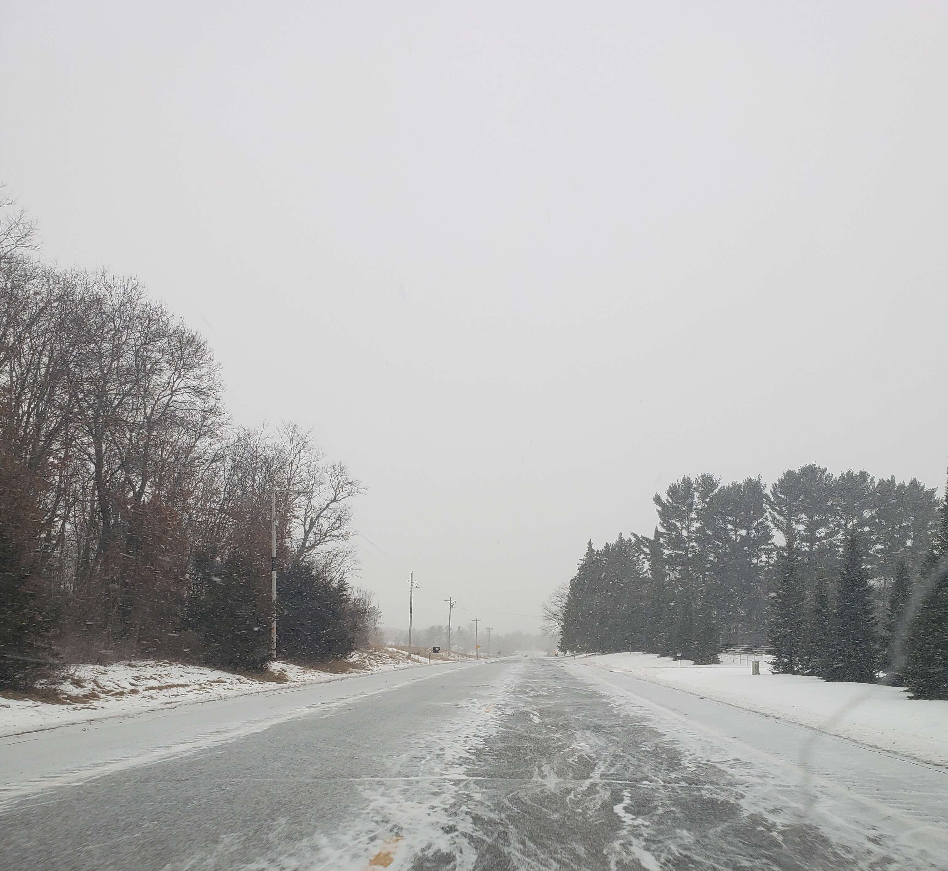 An icy road in Zimmerman, Minnesota