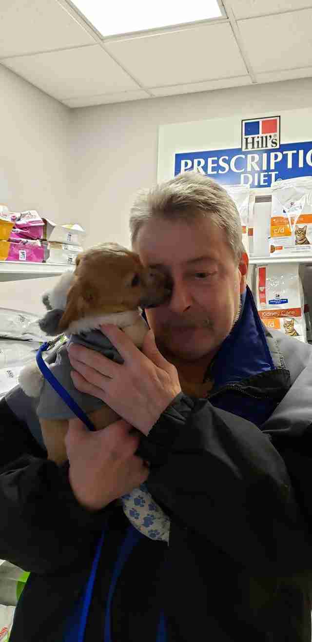 puppy reunites with rescuer