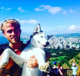 Man and his adventure husky