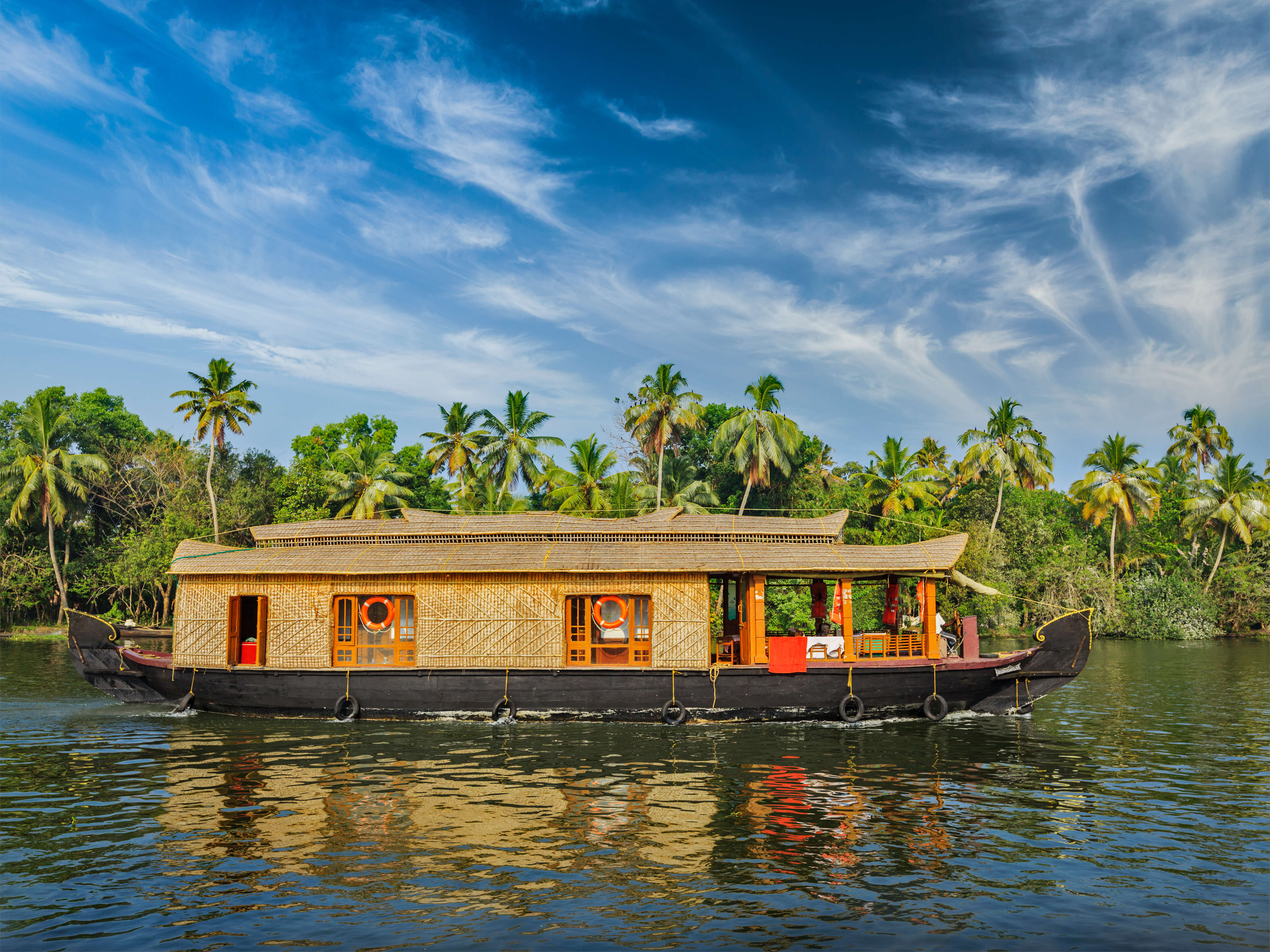 houseboat on Kerala backwaters. Kerala, India