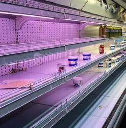Empty grocery store shelf in Venezuela