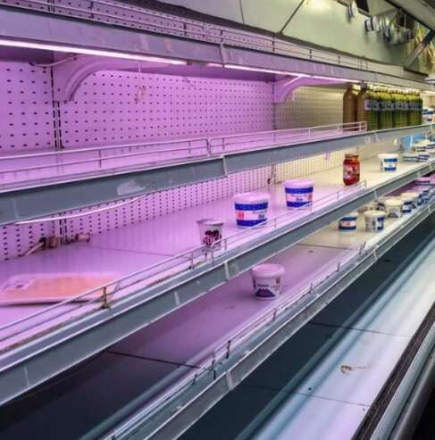 Empty grocery store shelf in Venezuela