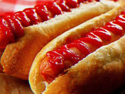 Ketchup on hot dogs
