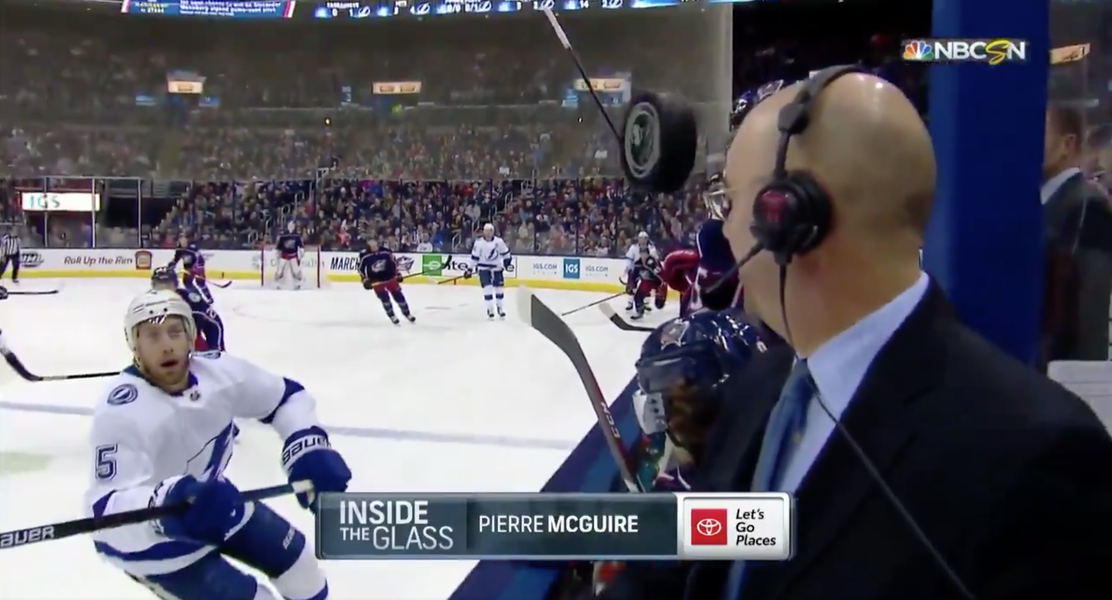 NHL Reporter Almost Gets Hit by Hockey Puck Mid Game Thrillist