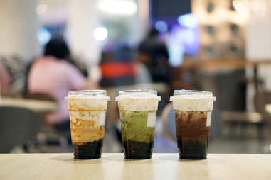 boba cheese foam milk teas tapioca pearls