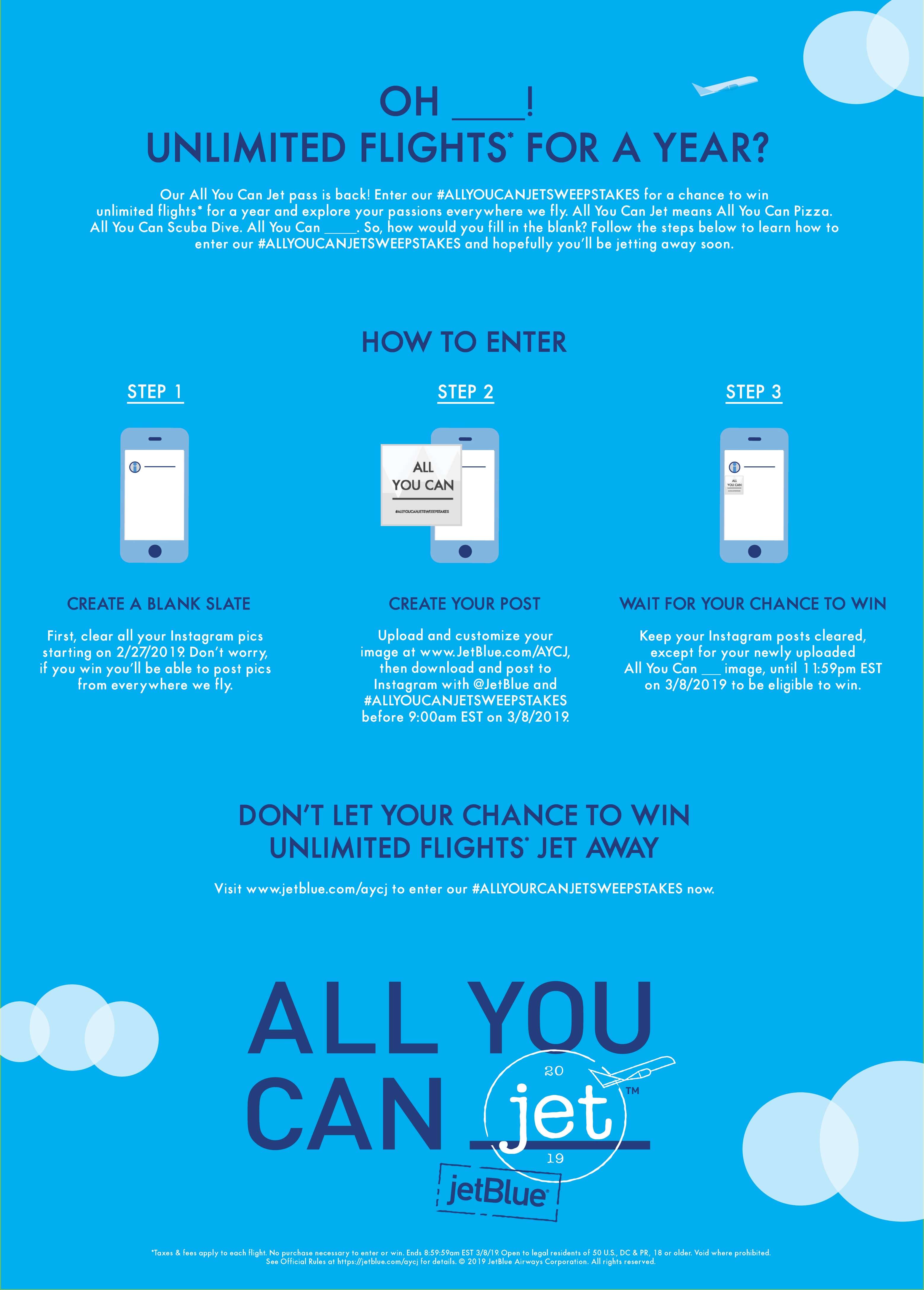 JetBlue's Giving All You Can Jet Passes 2019: How to Win Free Flights ...
