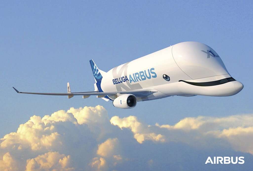 New Beluga XL Airbus taking flight