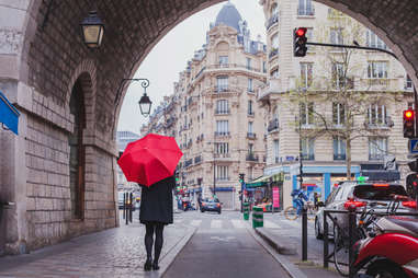 umbrella woman on paris street