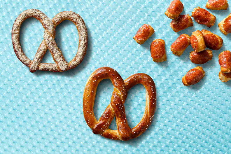 auntie anne's original salt pretzel pepperoni nuggets and parmesan garlic pretzel