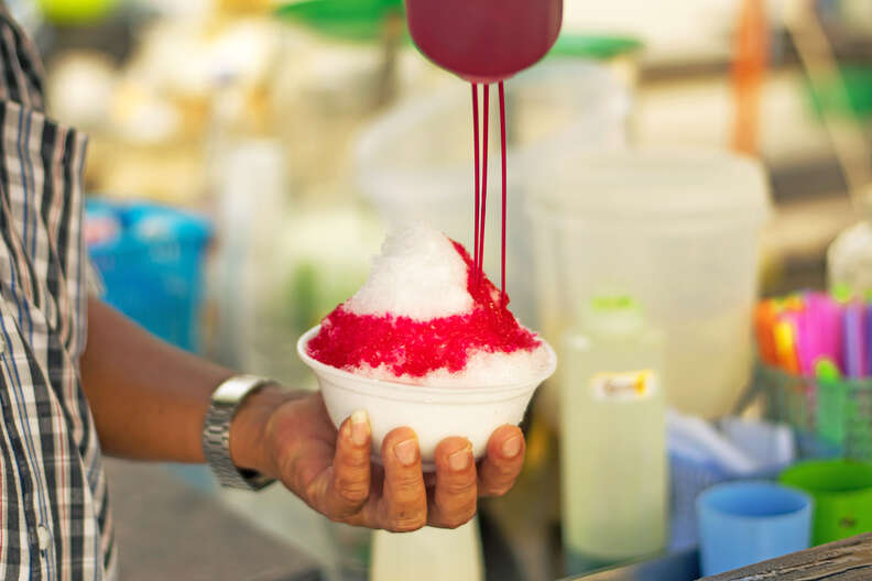 shaved ice with thai hale's blue boy syrup
