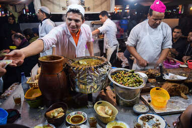 Traditional food stand at Fna plaza