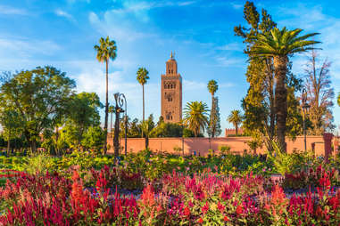 Koutoubia Mosque and gardem in Marrakesh, Morocco