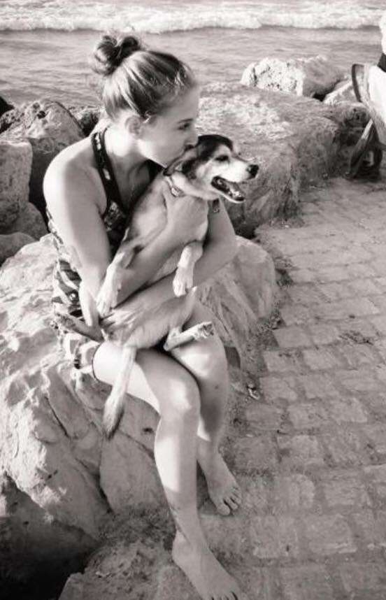 Avigayil Spero and her dog Jimmy in Jerusalem