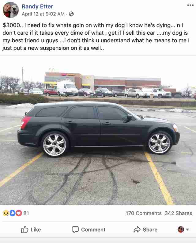 man sells car to save dog