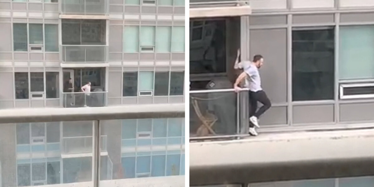 Fearless Man Risks His Life To Retrieve Cat Along Side Of Building