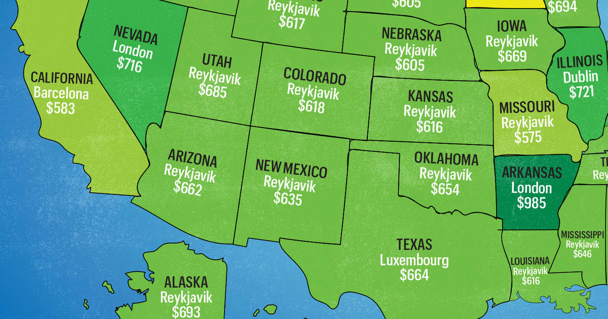Cheapest flights to europe this summer from every us state mapped 