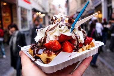 belgian waffles in downtown Brussels near Grand Place-Grote Markt