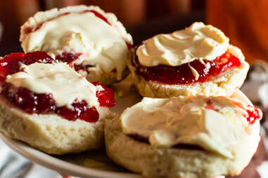 scones with devon cream and jam devonshire custard scon british tea