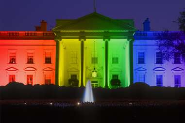 white house lit up rainbow