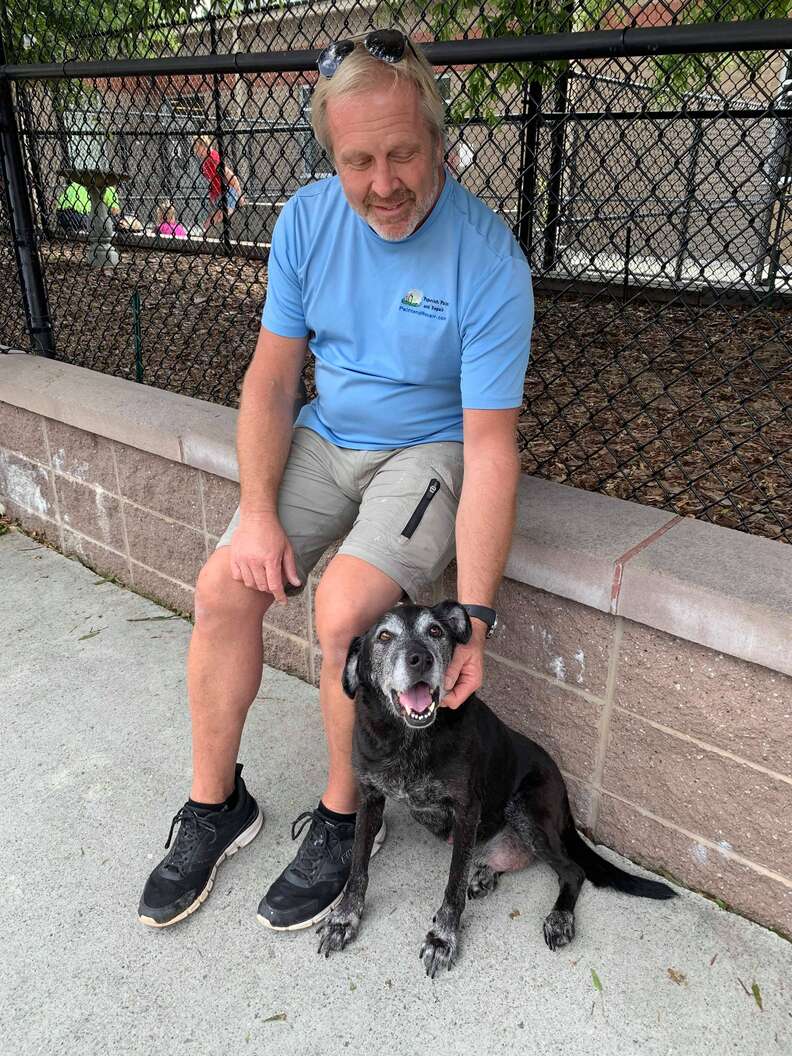 Lucky with his foster dad Joe