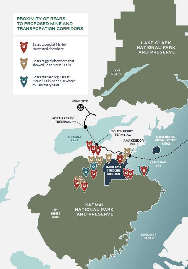 Map of proposed gold mine in Bristol Bay, Alaska