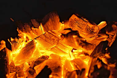 BBQ Glowing hot charcoal 
