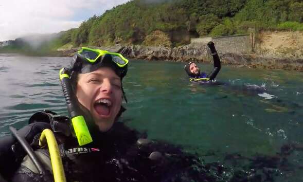 Biologist just after meeting giant barrel jellyfish