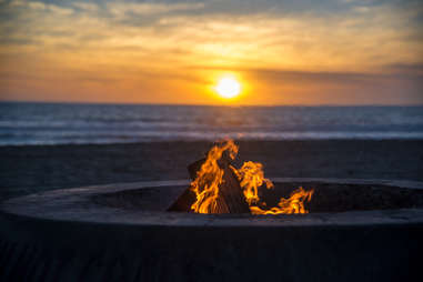 bonfire at Dockweiler Beach
