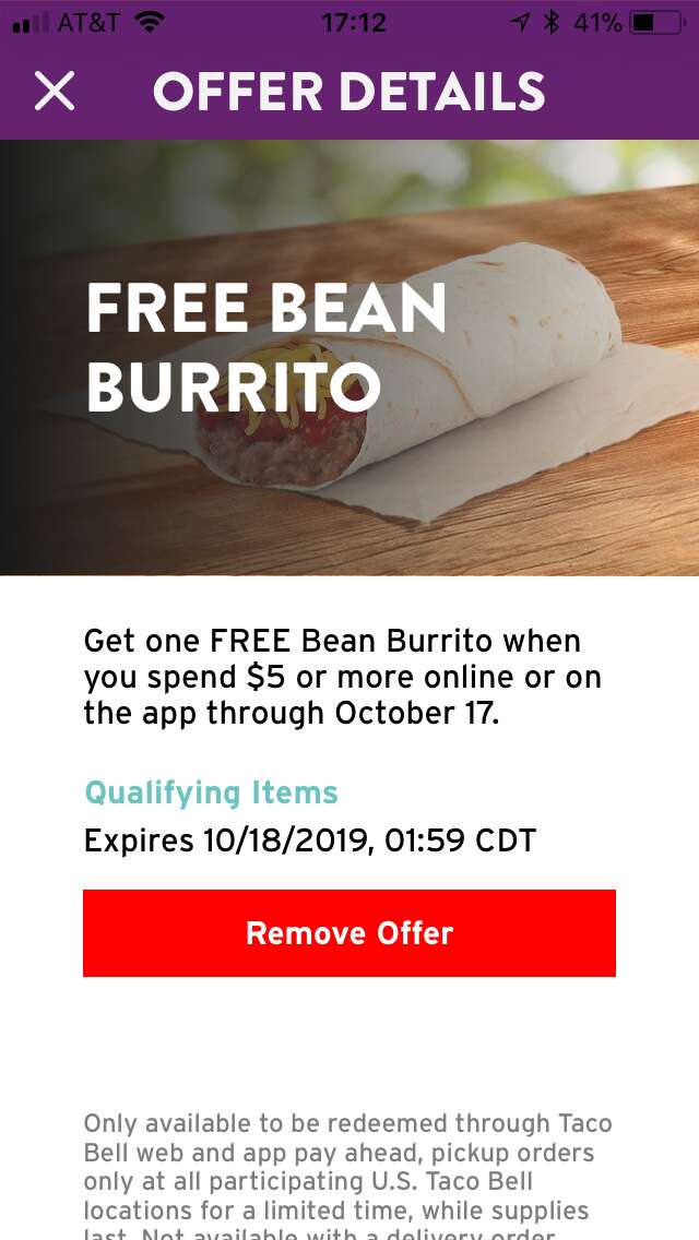 free taco bell burrito