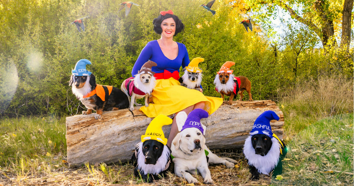 Woman And Her Dogs Dress As Snow White And The 7 Dwarves - The Dodo