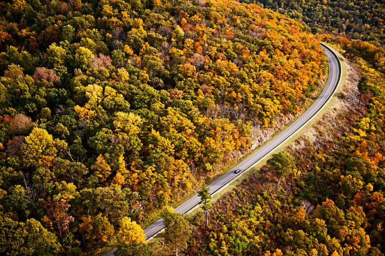 car driving on skyline drive