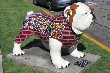 Athens GA bulldog statues