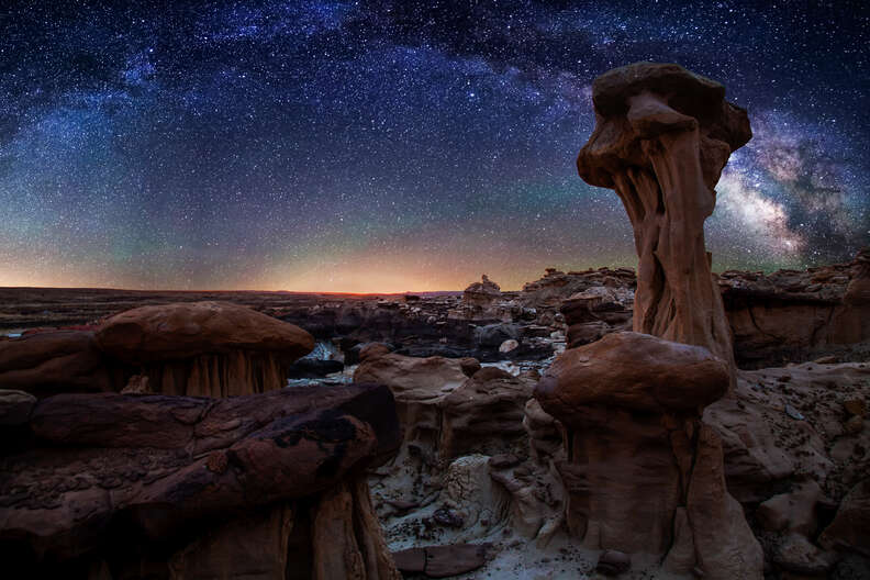 Bisti Badlands hoodoos Milky Way