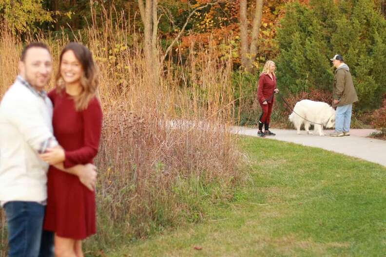 woman spots dog