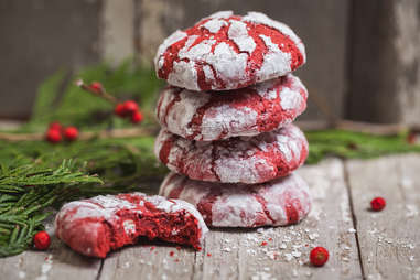 red velvet crinkle cookies christmas holidays crinkles