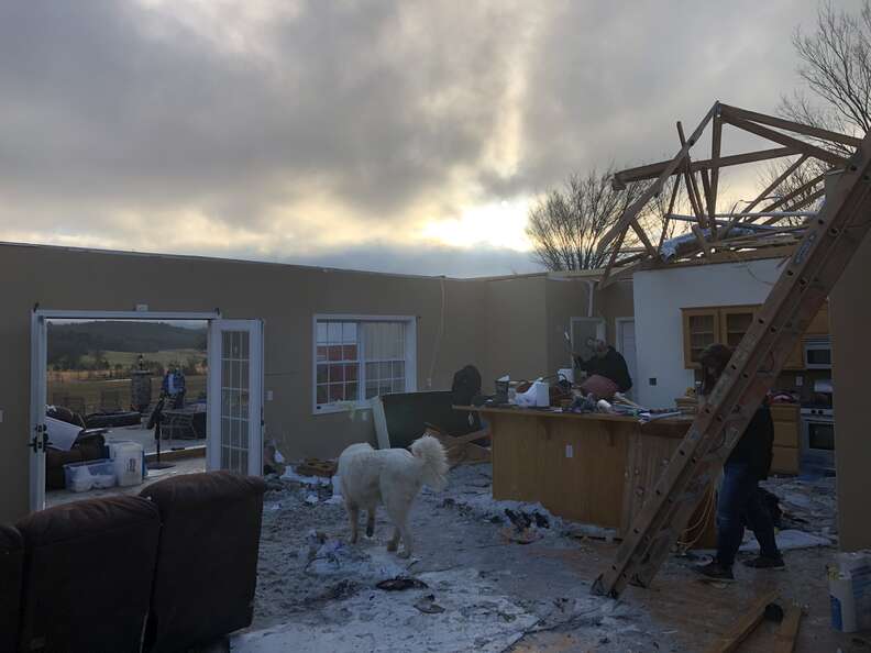 A house destroyed by an EF-2 tornado