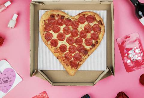 heart-shaped pizza valentine's day