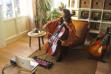A musician plays an Airbnb concert
