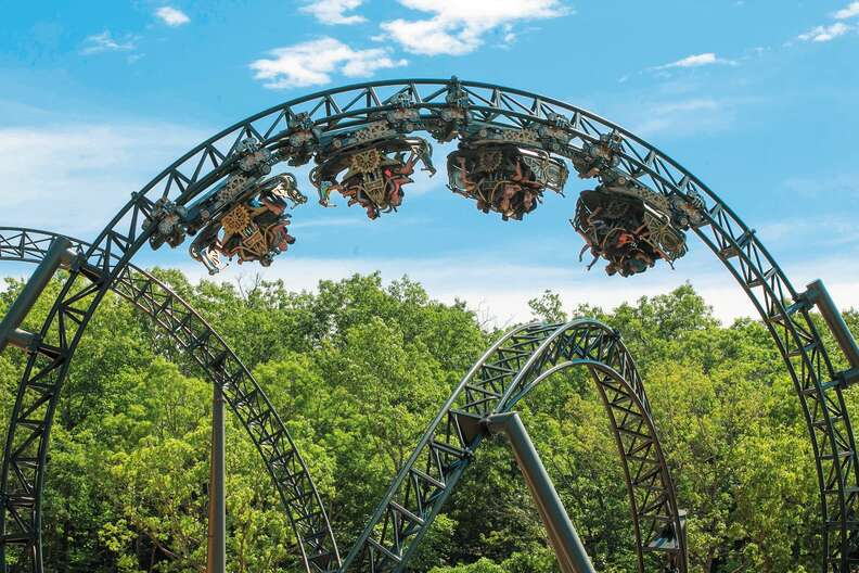 upside down rollercoaster loop at silver dollar city theme park