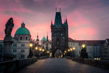 Sunrise over the Charles Bridge, Prague, Czech Republic 