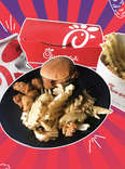 Chick-fil-A chicken nuggets, chicken sandwich, and waffle fries