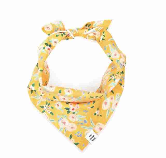 yellow floral dog bandana