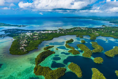 Palau Koror and coves of coral reefs