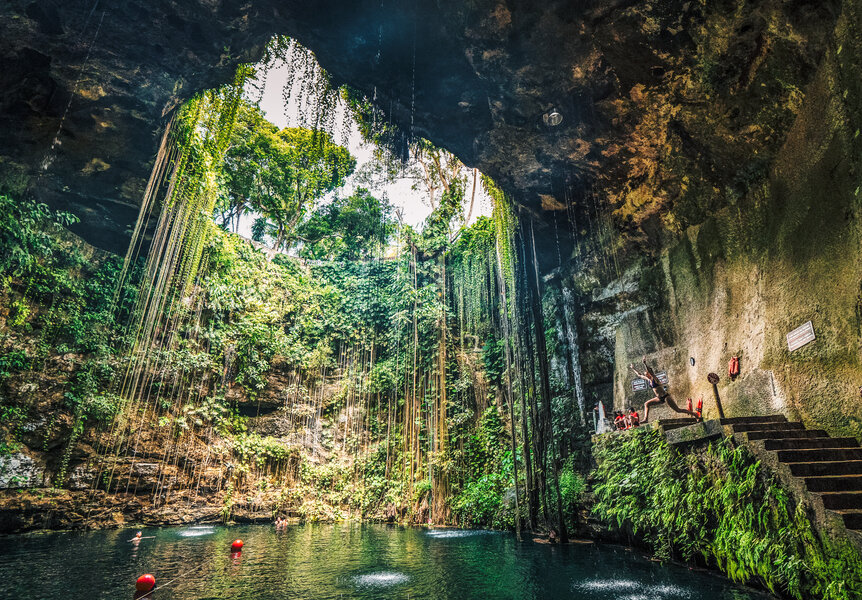 Swimming In The Sacred Ik Kil Cenote - Explore Shaw