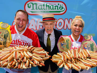 major league eating joey chestnut george shea miki sudo nathan's hot dog eating contest