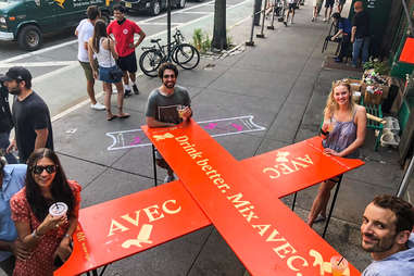 AVEC table outside of White Horse Tavern