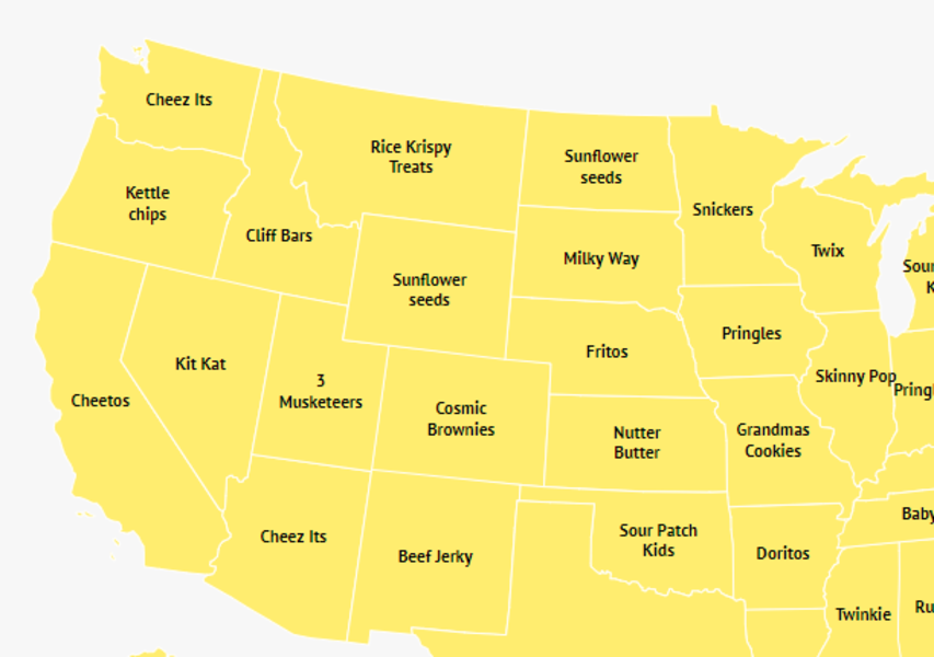 Favorite Snack Foods 2020 Map Reveals Every State's Favorite Snack