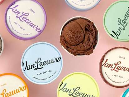 Pints of open and closed Van Leeuwen ice cream
