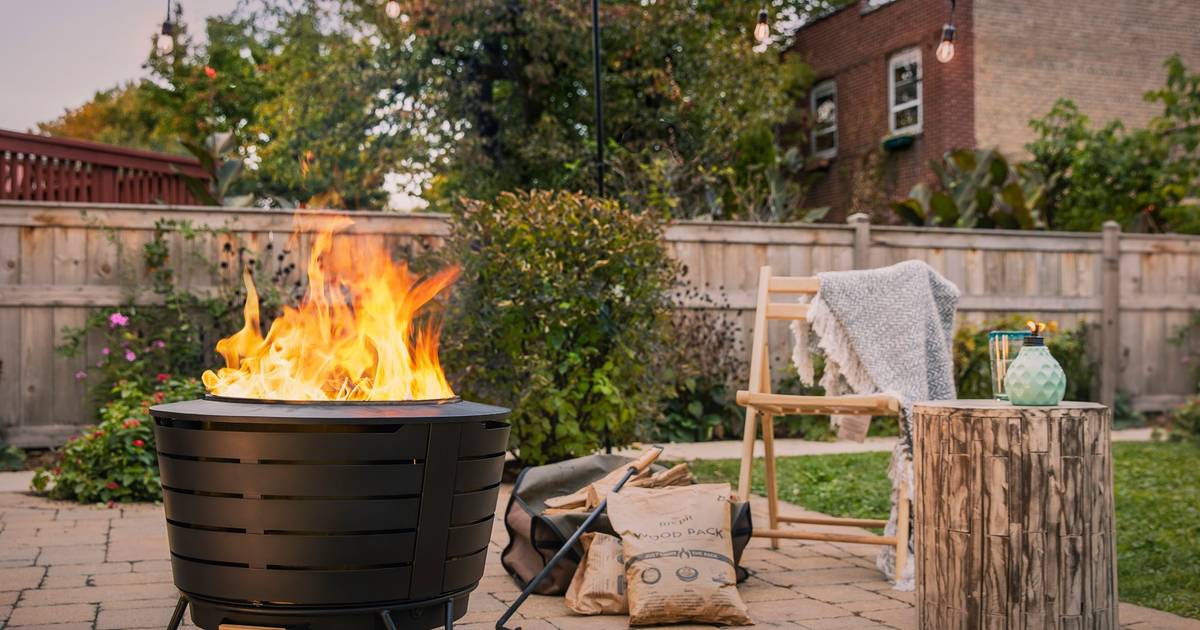 Affordable Outdoor Wood Gas Burning, Propane Fire Pit Under Covered Patio
