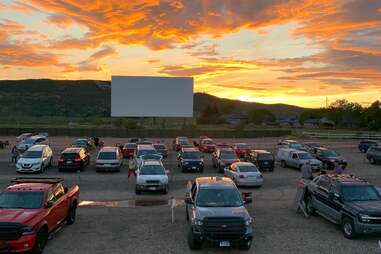 Holiday Twin Drive-In in Fort Collins at sunset